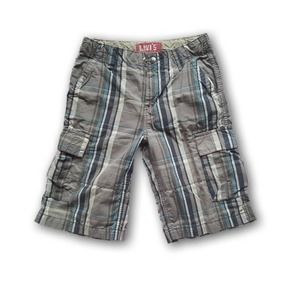 Levi's Plaid Adjustable Cargo Shorts Gray Kids 14R
